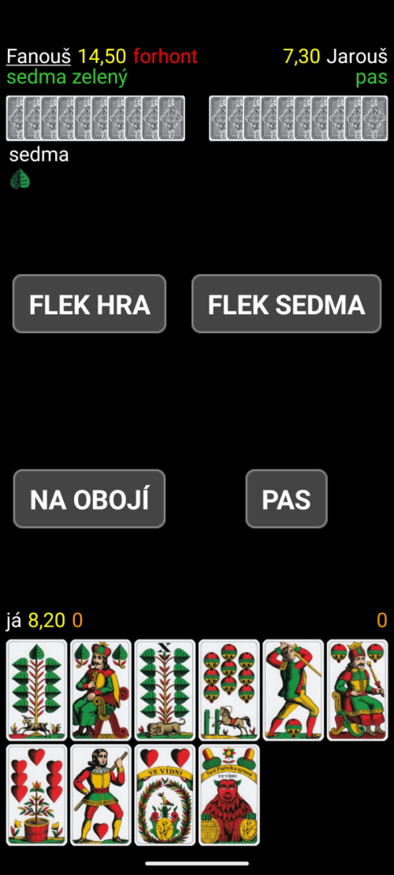 Licitovaný mariáš – ukázka 1